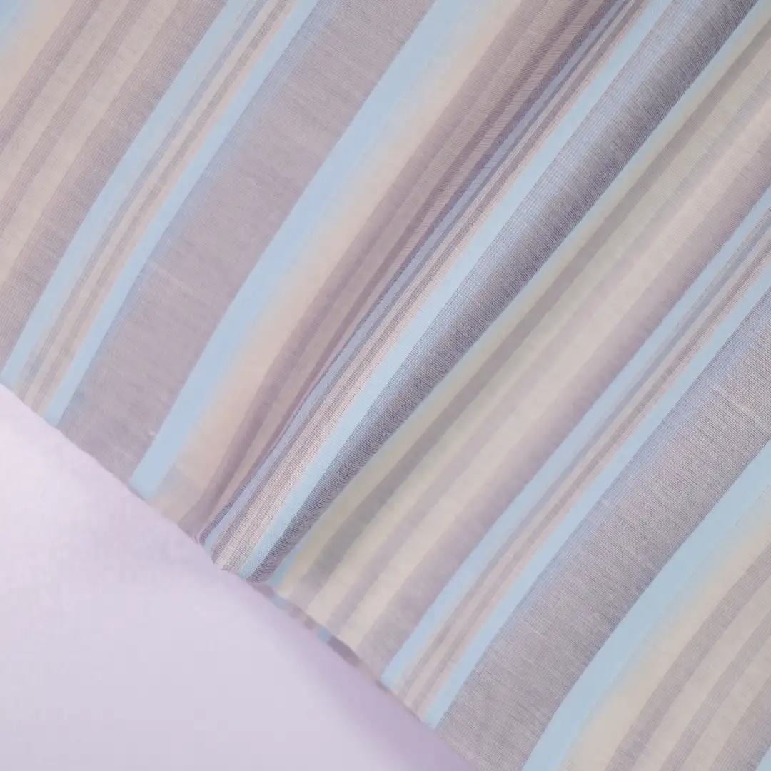 China Fabric for Shirt,Pants,Skirt,Shirt Long Sleeve Button  Yarn Dyed Stripe Woven Blended Fabric Cotton Silk Blue color buy from China wholesaler bulk order at wholesale price free worldwide shipping Alibaba