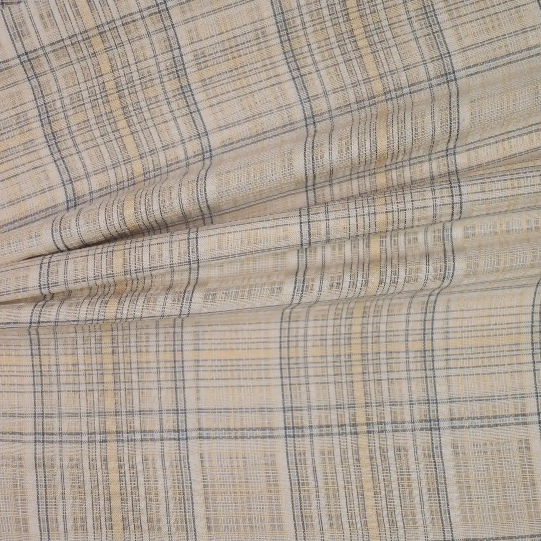 China Fabric for Shirt,Blouse,Crop Top,Skirt Yarn Dyed Check Woven Blended Fabric Cotton Silk Khaki color buy from China wholesaler bulk order at wholesale price free worldwide shipping Alibaba