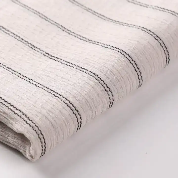 China Fabric for Shirt,Pants,Blouse,Crop Top Tricot Knit Fabric Polyester Elastane Recycled Polyester Rayon white black line color buy from China wholesaler bulk order at wholesale price free worldwide shipping Alibaba