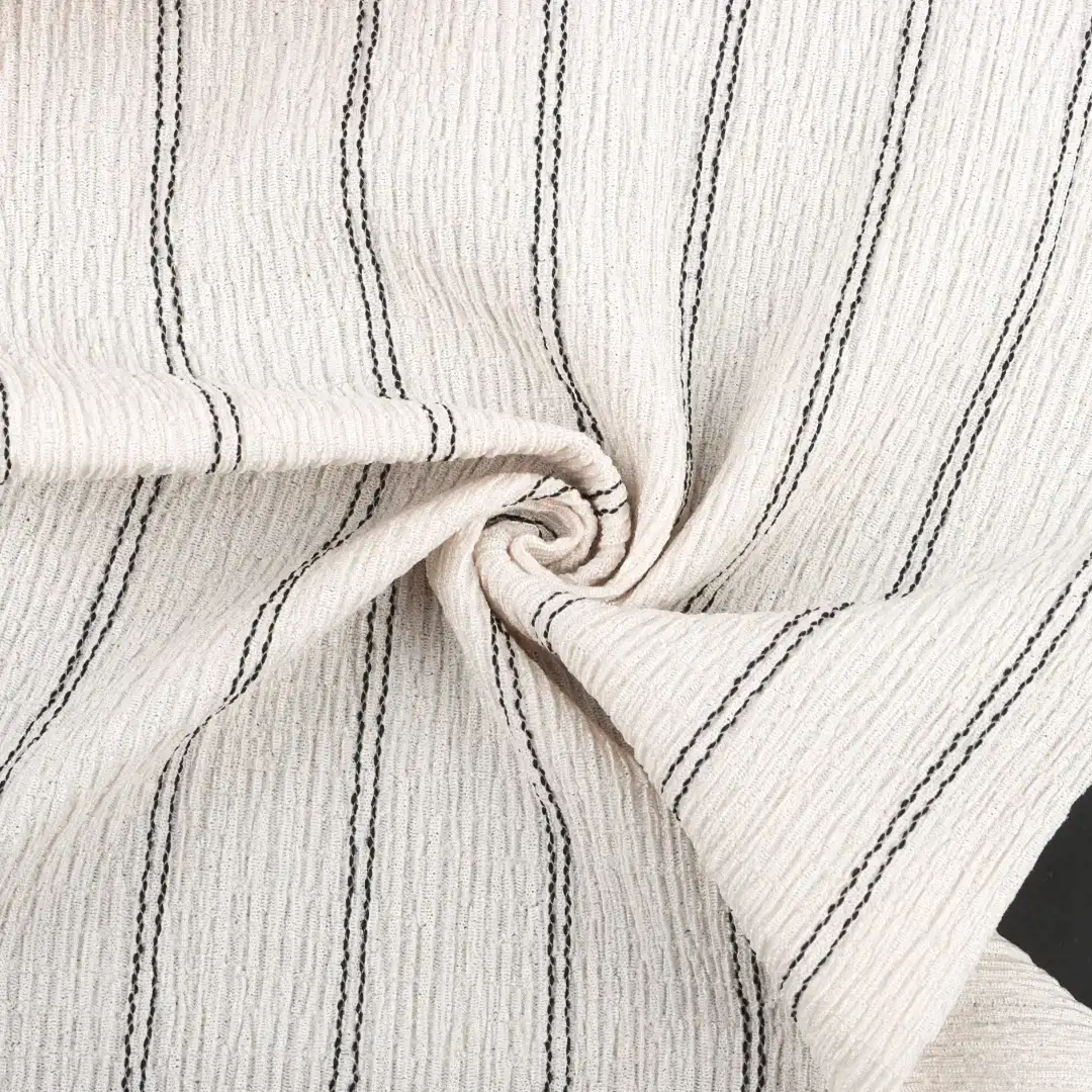 China Fabric for Shirt,Pants,Blouse,Crop Top Tricot Knit Fabric Polyester Elastane Recycled Polyester Rayon white black line color buy from China wholesaler bulk order at wholesale price free worldwide shipping Alibaba
