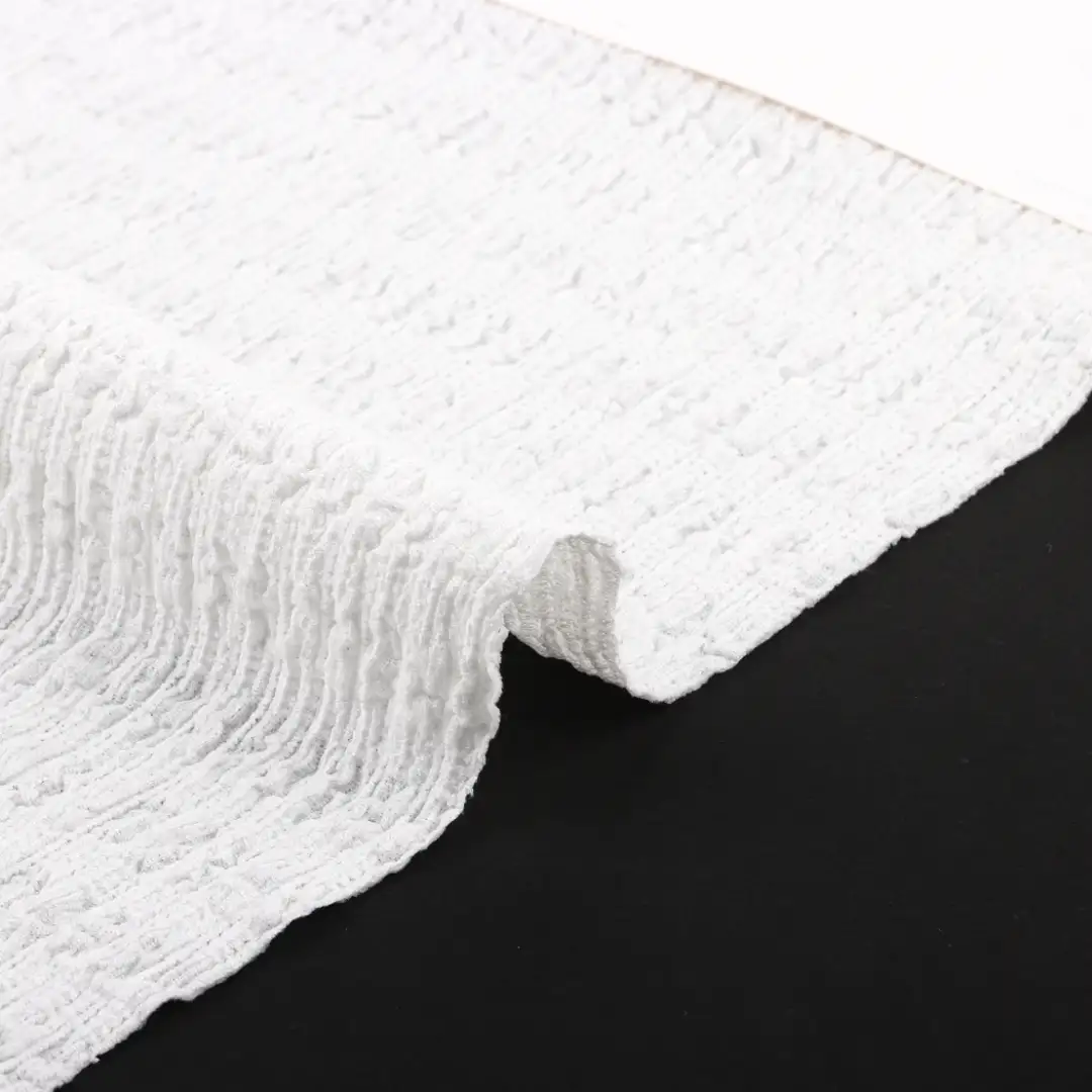 China Fabric for Shirt,Pants,Crop Top Pullover (Sweater) Tricot Knit Fabric Polyester Recycled Polyester Elastane white color buy from China wholesaler bulk order at wholesale price free worldwide shipping Alibaba