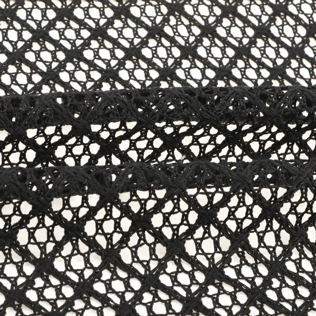 China Fabric for Skirt,Crop Top Pullover (Sweater),Dresses (Pullover) (Sweater) Mesh Knit Fabric Polyester black color buy from China wholesaler bulk order at wholesale price free worldwide shipping Alibaba