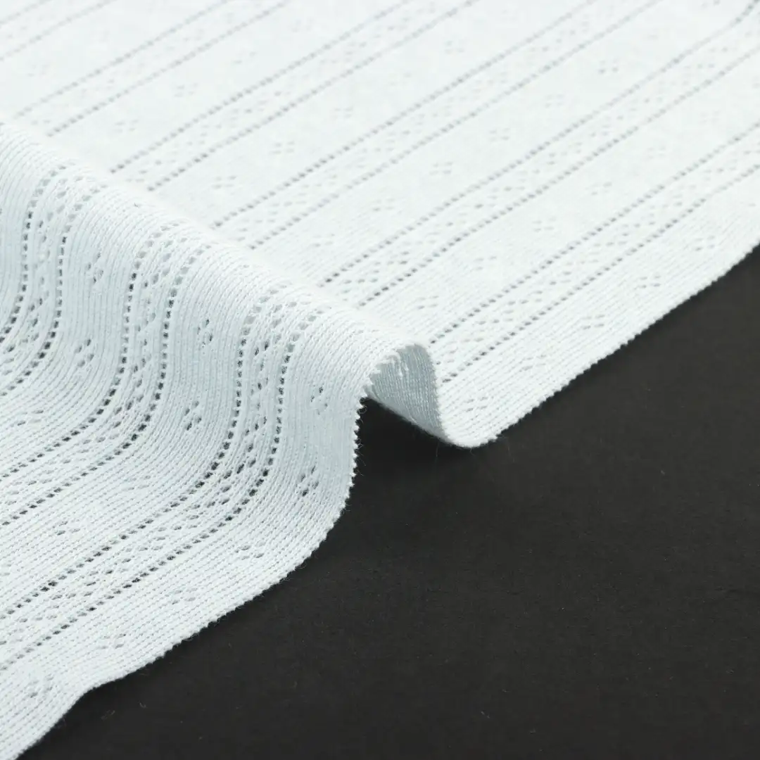 China Fabric for T-Shirt,Skirt,Crop Top Pullover (Sweater) Jacquard Knit Fabric Polyester Cotton blue color buy from China wholesaler bulk order at wholesale price free worldwide shipping Alibaba