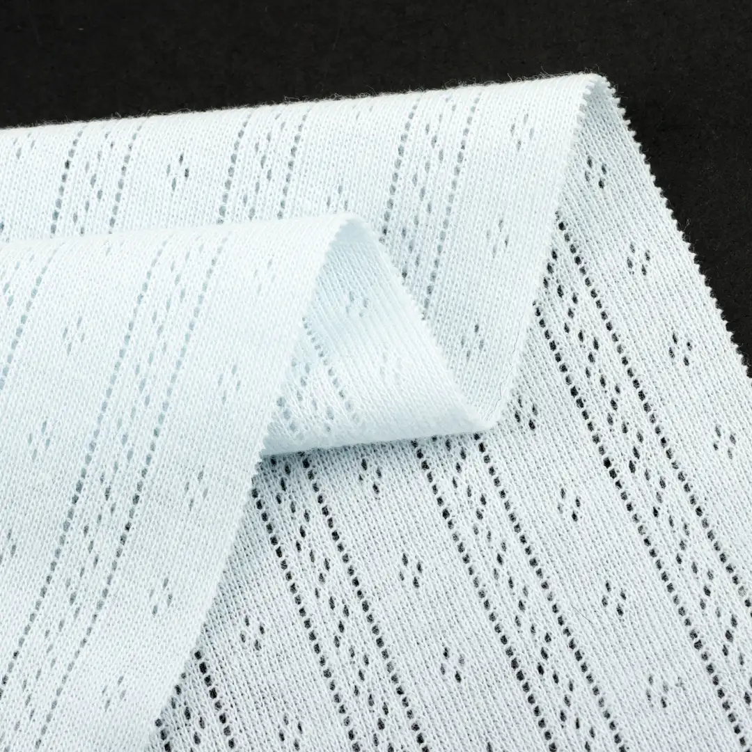 China Fabric for T-Shirt,Skirt,Crop Top Pullover (Sweater) Jacquard Knit Fabric Polyester Cotton blue color buy from China wholesaler bulk order at wholesale price free worldwide shipping Alibaba
