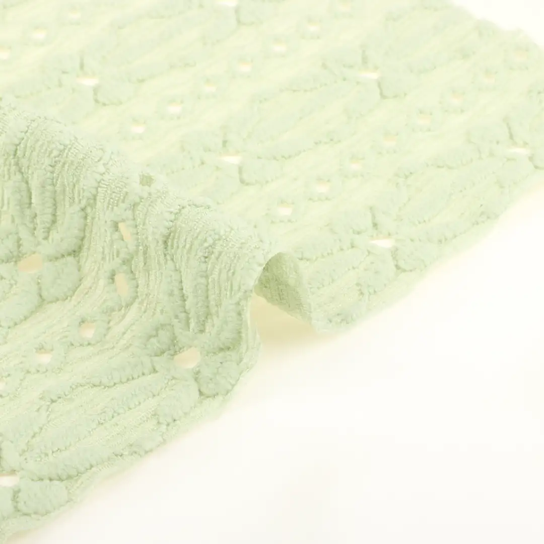 China Fabric for Skirt,Shirt Long Sleeve Zipper (Sweater),Crop Top Pullover (Sweater),Dresses (Pullover) (Sweater) Jacquard Knit Fabric Polyester Spandex green color buy from China wholesaler bulk order at wholesale price free worldwide shipping Alibaba