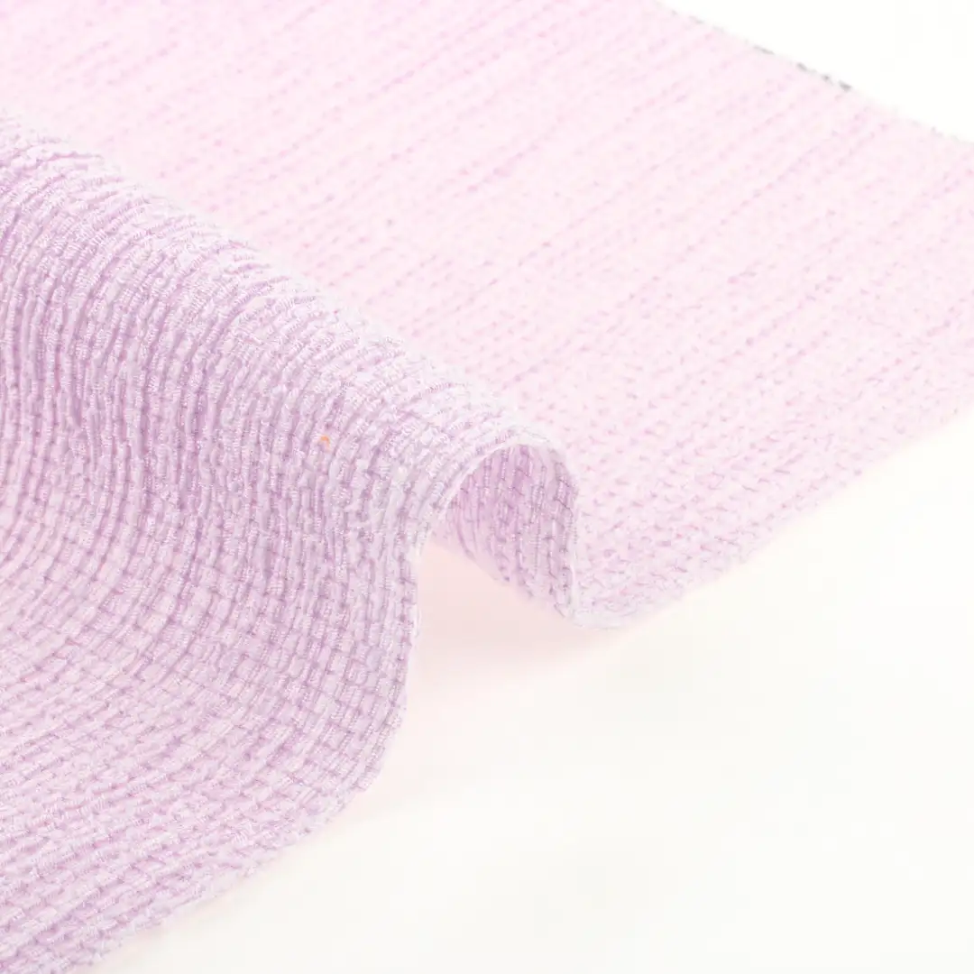 China Fabric for Skirt,Shirt Long Sleeve Button (Sweater),Dresses (Cardigan Open) (Sweater),Skirt (Sweater) Jacquard Knit Fabric Polyester Rayon Spandex Purple color buy from China wholesaler bulk order at wholesale price free worldwide shipping Alibaba