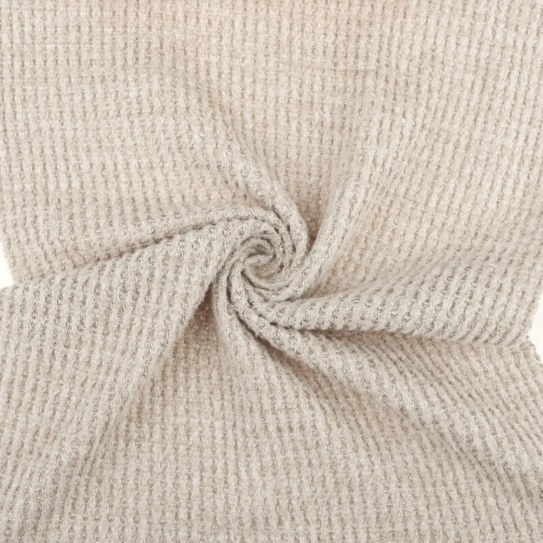 China Fabric for T-Shirt,Skirt,Sweatshirt Waffle Knit Fabric Polyester Spandex Beige color buy from China wholesaler bulk order at wholesale price free worldwide shipping Alibaba