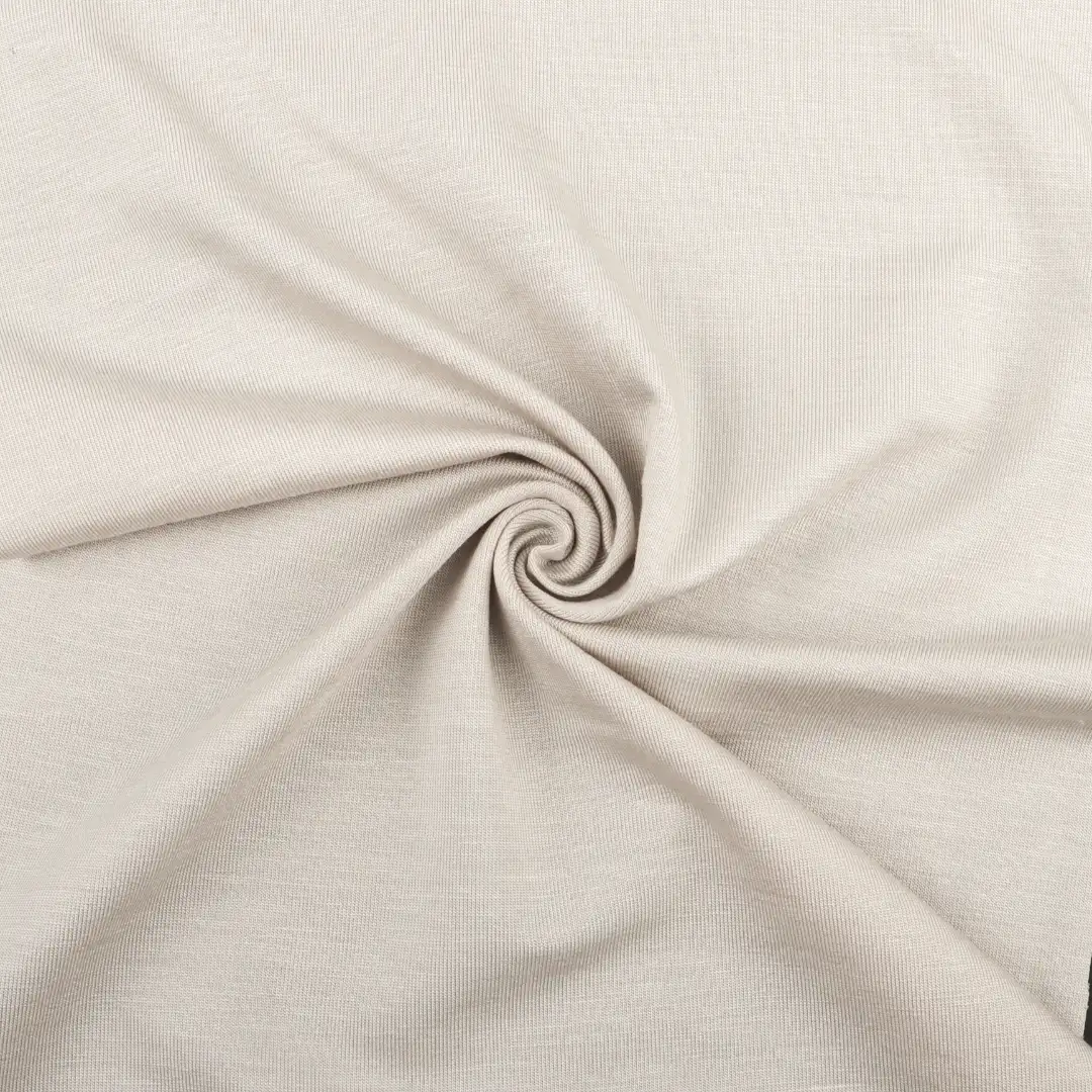 China Fabric for T-Shirt,Ladies Vest (Sweater),Open Cardigan (Sweater),Round Neck Pullover (Sweater),Skirt (Sweater) Single Jersey Knit Fabric Rayon Spandex Beige color buy from China wholesaler bulk order at wholesale price free worldwide shipping Alibaba