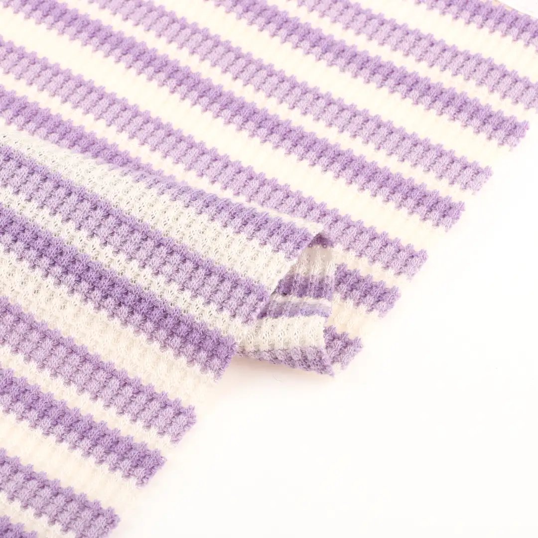 China Fabric for T-Shirt,Shirt Long Sleeve Zipper (Sweater),Crop Top Pullover (Sweater),Polo T-shirt (Sweater) Waffle Knit Fabric Polyester Rayon Spandex Stripe color buy from China wholesaler bulk order at wholesale price free worldwide shipping Alibaba