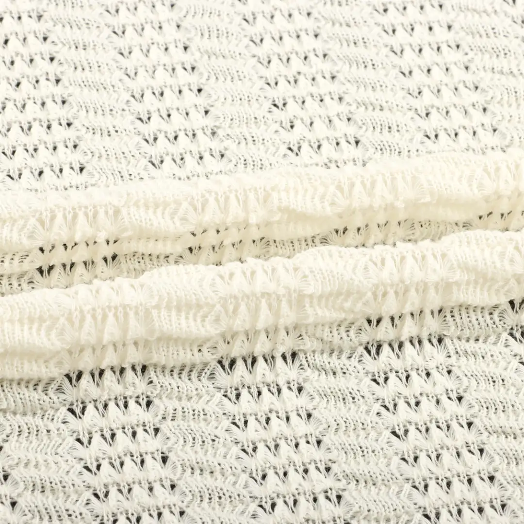 China Fabric for T-Shirt,Open Cardigan (Sweater),Dresses (Cardigan Open) (Sweater),Dresses (Pullover) (Sweater),Skirt (Sweater) Mesh Knit Fabric Polyester Spandex cream color buy from China wholesaler bulk order at wholesale price free worldwide shipping Alibaba