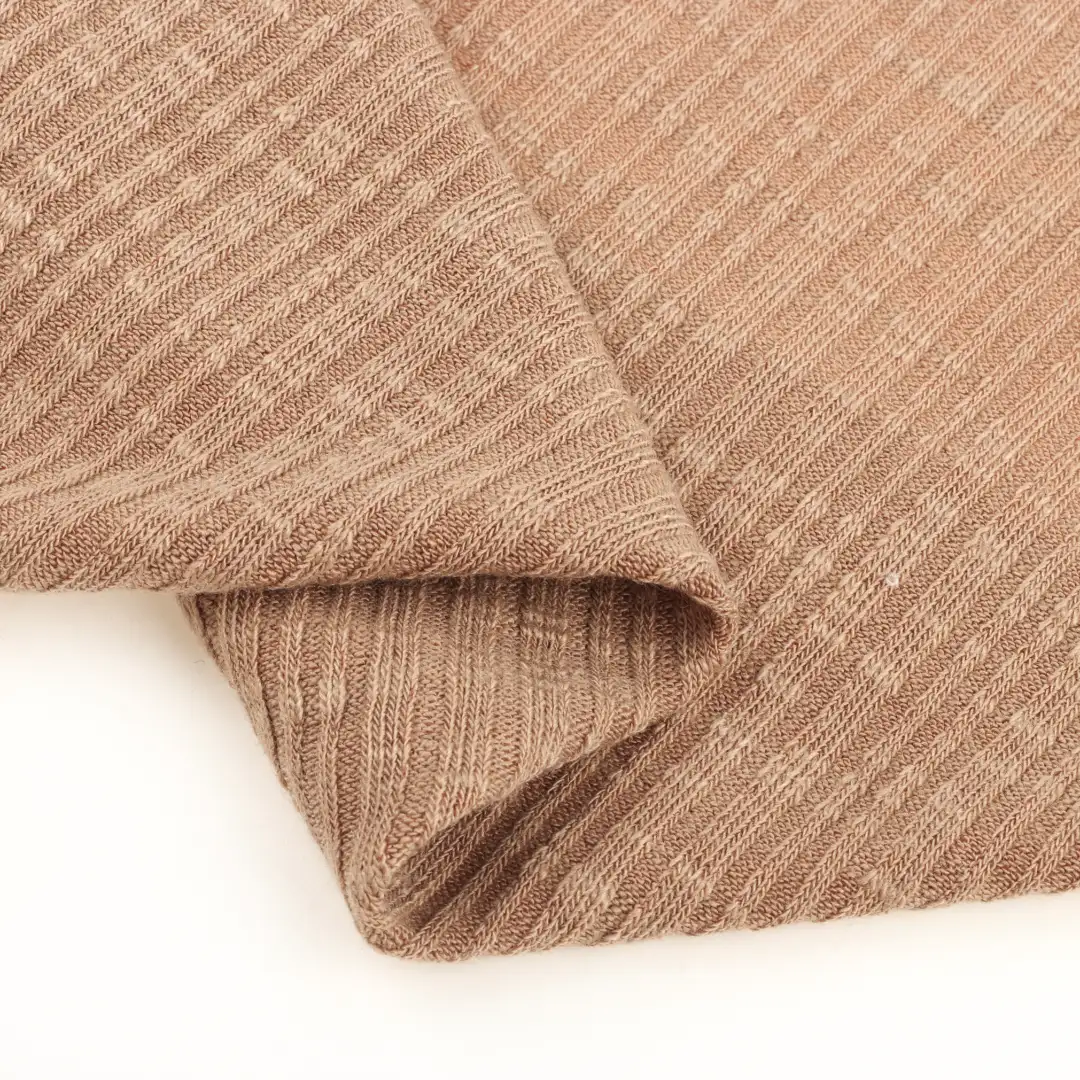 China Fabric for T-Shirt,Shirt Half Sleeve Zipper (Sweater),Crop Top Pullover (Sweater) Rib Knit Fabric Polyester Rayon Spandex Brown color buy from China wholesaler bulk order at wholesale price free worldwide shipping Alibaba