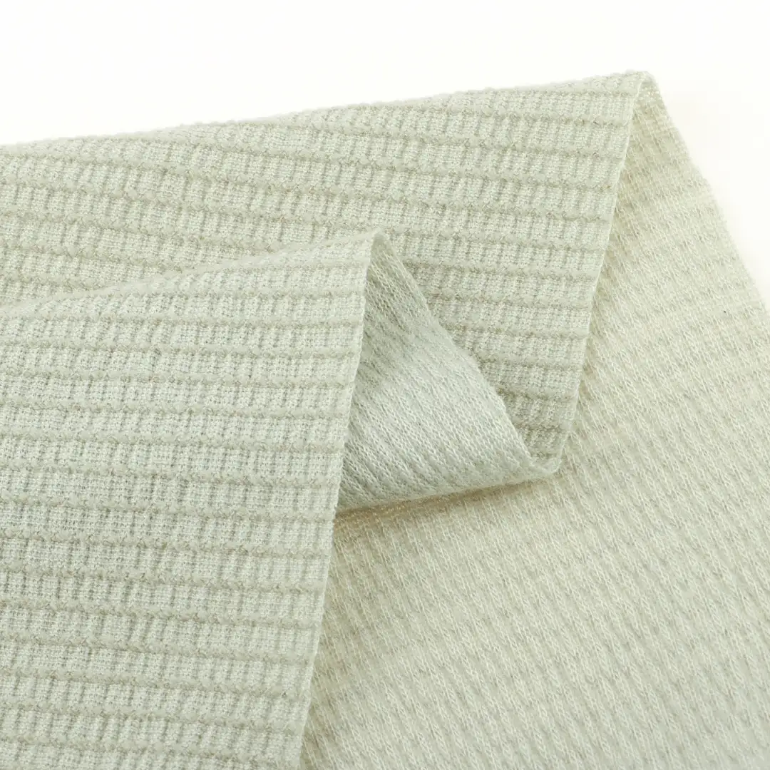 China Fabric for T-Shirt,Crop Top Pullover (Sweater),Dresses (Pullover) (Sweater) Jacquard Knit Fabric Polyester Rayon Spandex palegreen color buy from China wholesaler bulk order at wholesale price free worldwide shipping Alibaba