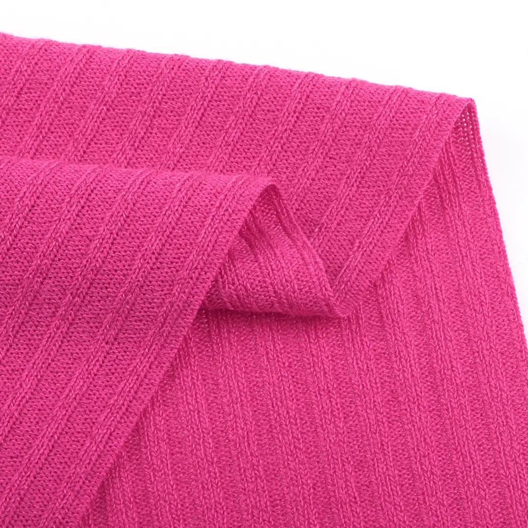 China Fabric for T-Shirt,Ladies Vest (Sweater),Half-Zipper Cardigan (Sweater),Crop Top Pullover (Sweater),Dresses (Cardigan Button) (Sweater) Rib Knit Fabric Polyester Spandex Magenta color buy from China wholesaler bulk order at wholesale price free worldwide shipping Alibaba