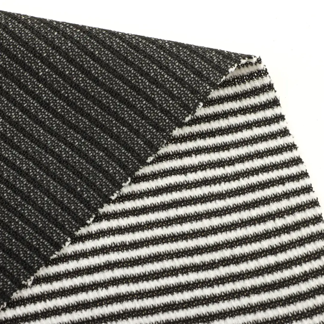 China Fabric for T-Shirt,Half-Zipper Cardigan (Sweater),Shirt Half Sleeve Zipper (Sweater),Crop Top Pullover (Sweater),Dresses (Pullover) (Sweater) Jacquard Knit Fabric Polyester Stripe color buy from China wholesaler bulk order at wholesale price free worldwide shipping Alibaba