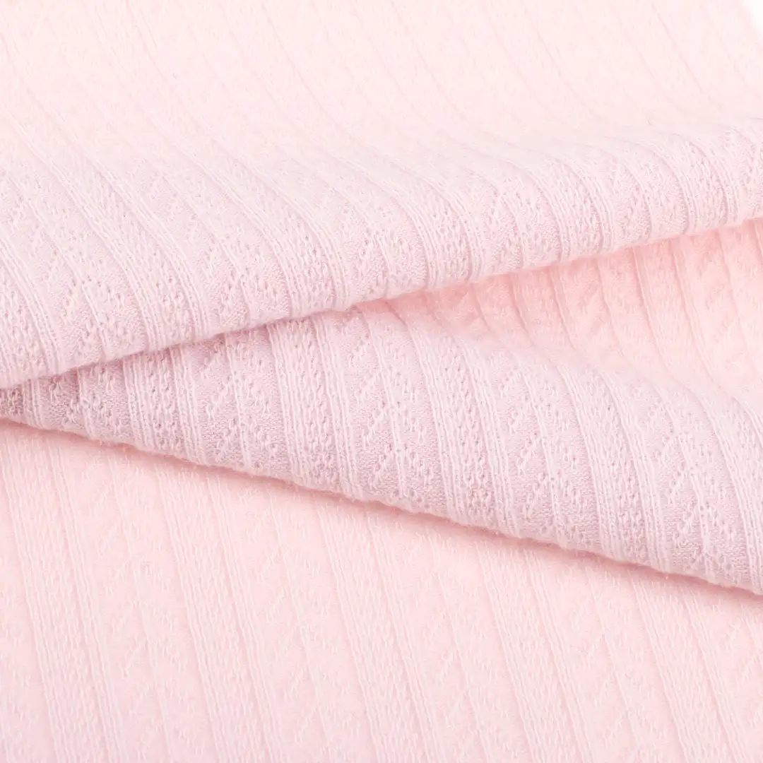 China Fabric for T-Shirt,Shirt Half Sleeve Button (Sweater),Crop Top Pullover (Sweater),Dresses (Pullover) (Sweater) Jacquard Knit Fabric Polyester Spandex Purple color buy from China wholesaler bulk order at wholesale price free worldwide shipping Alibaba