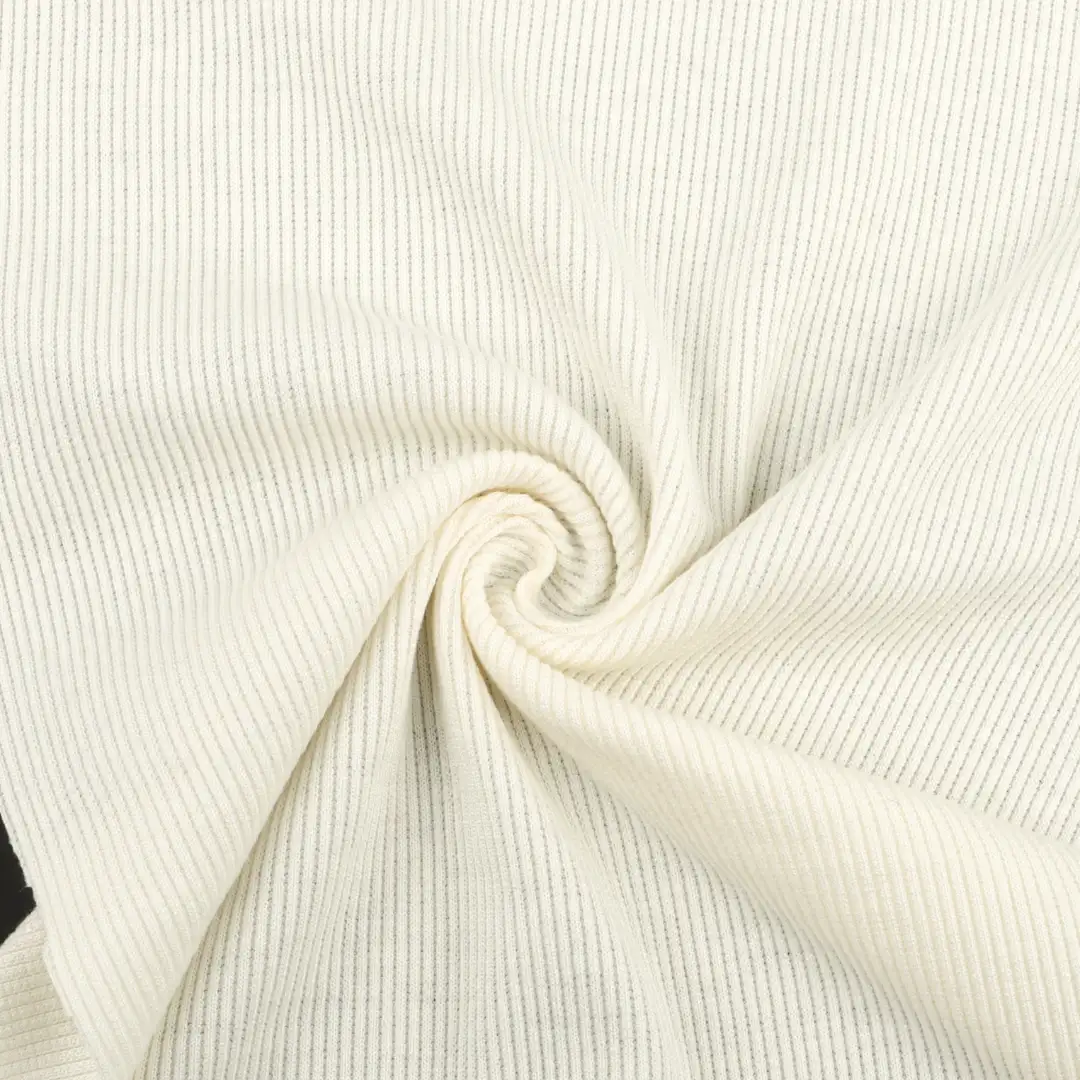 China Fabric for Pants,Ladies Vest (Sweater),Open Cardigan (Sweater),Hoodie  (Sweater),Skirt (Sweater) Rib Knit Fabric Rayon Polyester Spandex cream color buy from China wholesaler bulk order at wholesale price free worldwide shipping Alibaba