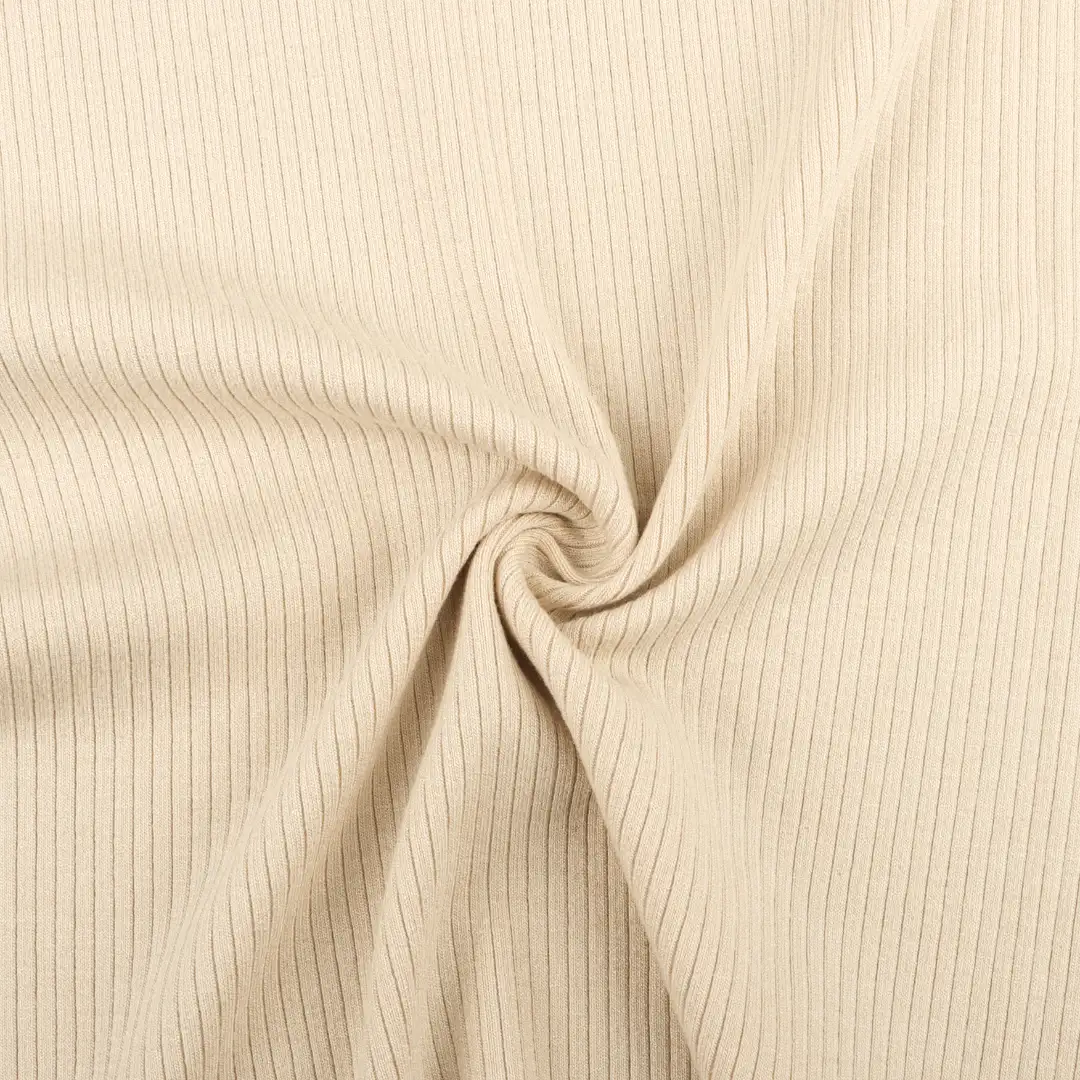 China Fabric for Men’s Vest (Sweater),Knitted Jacket (Sweater),T-shirt (Sweater),Hoodie  (Sweater),Dresses (Pullover) (Sweater) Rib Knit Fabric Rayon Spandex Beige color buy from China wholesaler bulk order at wholesale price free worldwide shipping Alibaba