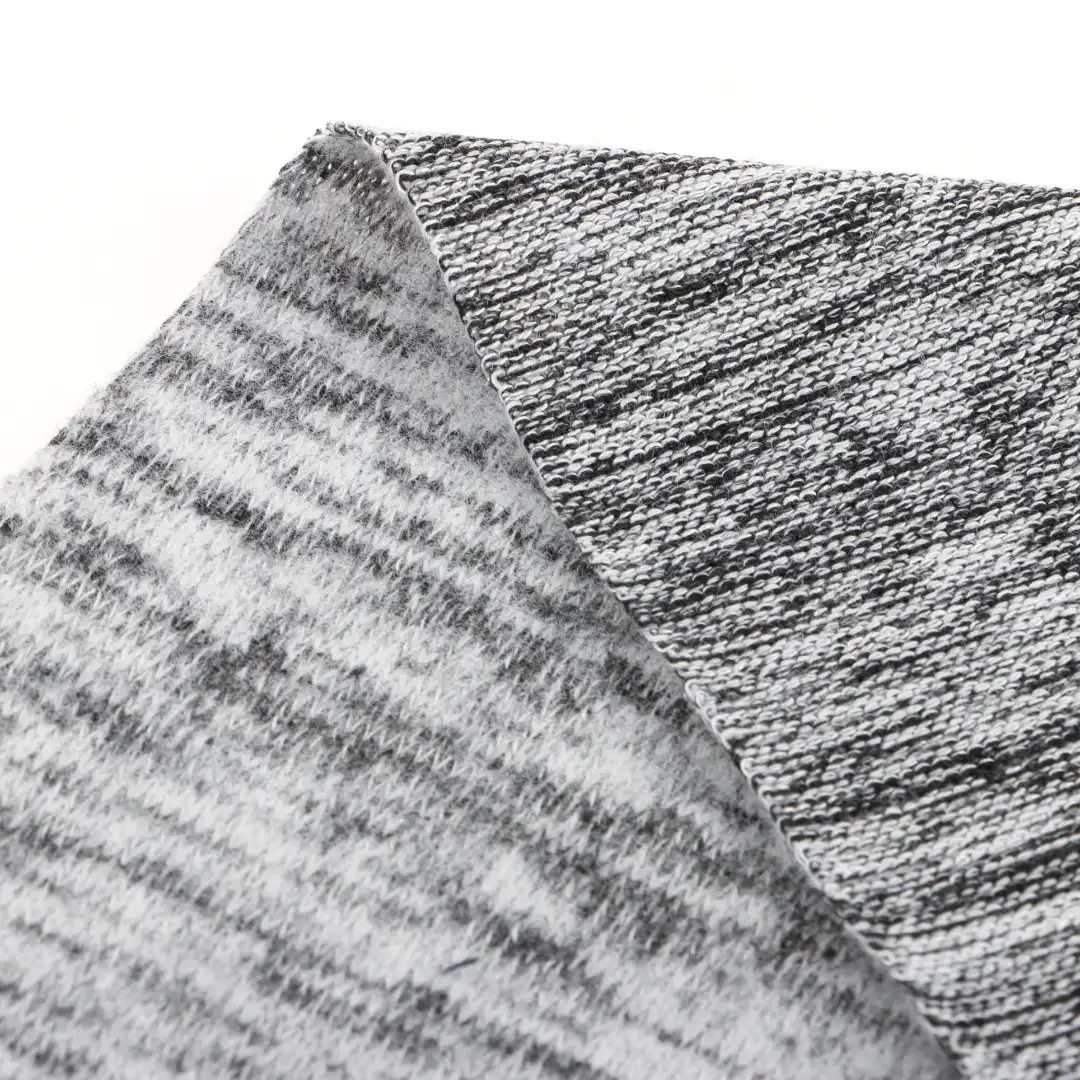 China Fabric for T-Shirt,Men’s Vest (Sweater),Shirt Half Sleeve Zipper (Sweater),Round Neck Pullover (Sweater),Polo T-shirt (Sweater),Skirt (Sweater) Hacci Knit Fabric Rayon Polyester Spandex grey-white color buy from China wholesaler bulk order at wholesale price free worldwide shipping Alibaba