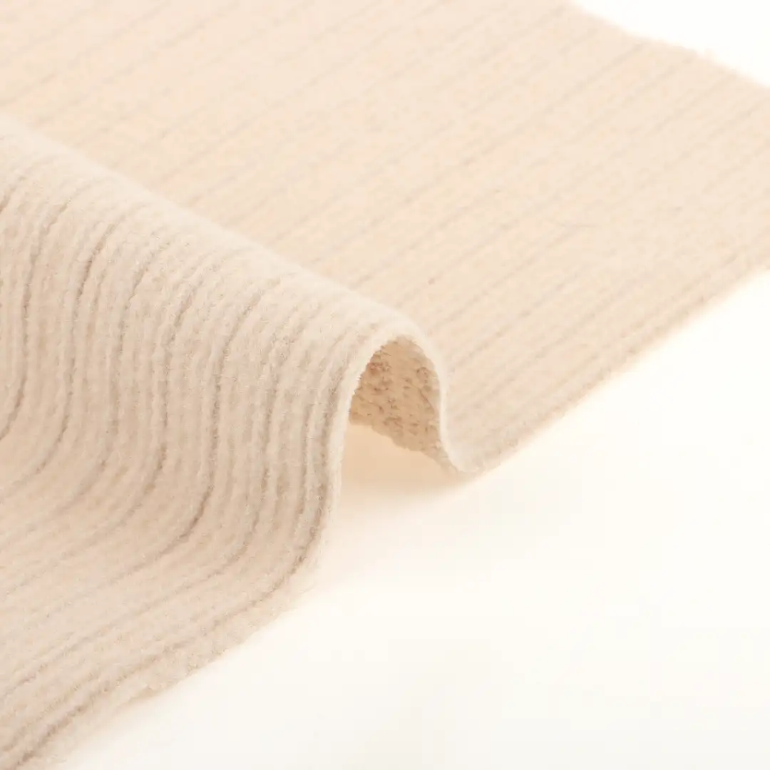 China Fabric for T-Shirt,Ladies Vest (Sweater),Hoodie  (Sweater),Dresses (Cardigan Open) (Sweater) Rib Knit Fabric Polyester Spandex Camel color buy from China wholesaler bulk order at wholesale price free worldwide shipping Alibaba