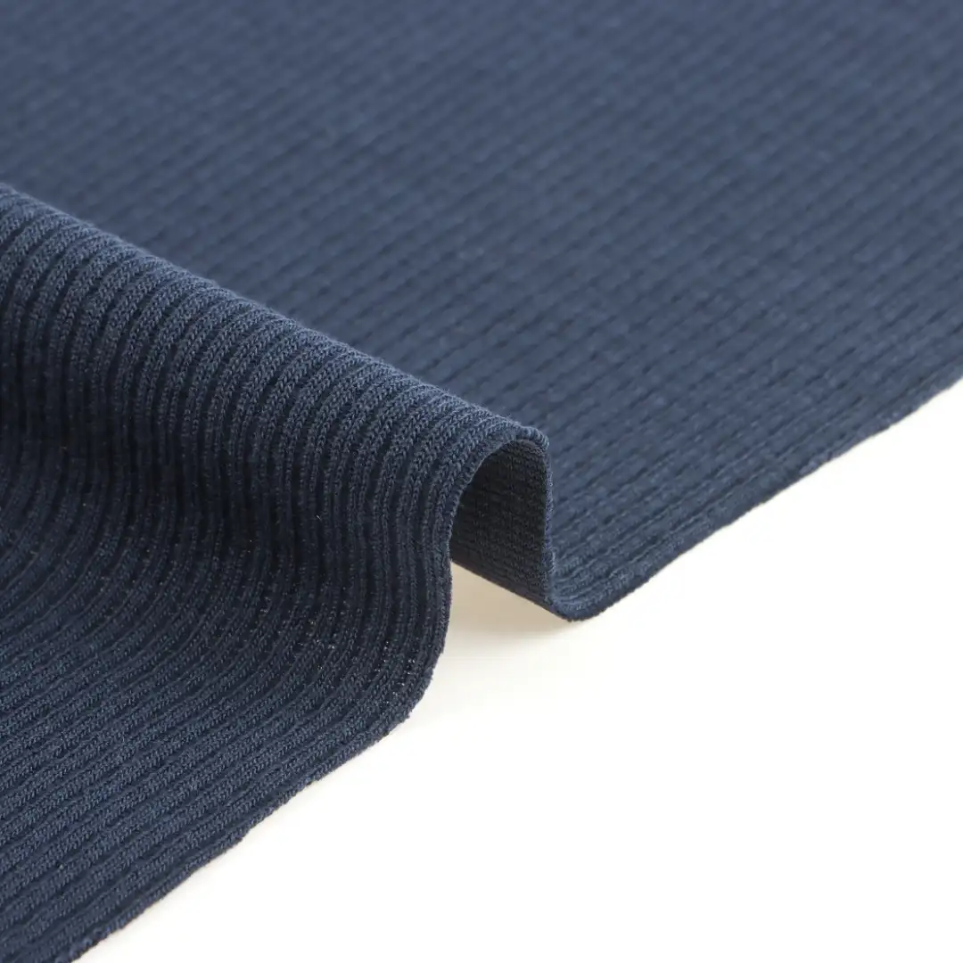 China Fabric for T-Shirt,Polo Shirt,Men’s Vest (Sweater),Crew Neck Pullover (Sweater),Dresses (Cardigan Button) (Sweater) Rib Knit Fabric Polyester Spandex Navy color buy from China wholesaler bulk order at wholesale price free worldwide shipping Alibaba