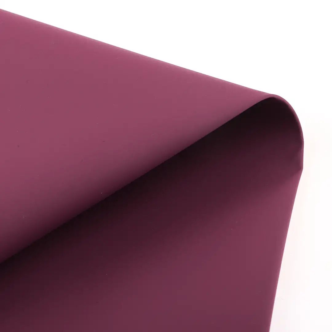 China Fabric for Jackets,Trench Coat,Rain Coat PU Woven Blended Fabric Polyurethane (PU) burgundy color buy from China wholesaler bulk order at wholesale price free worldwide shipping Alibaba