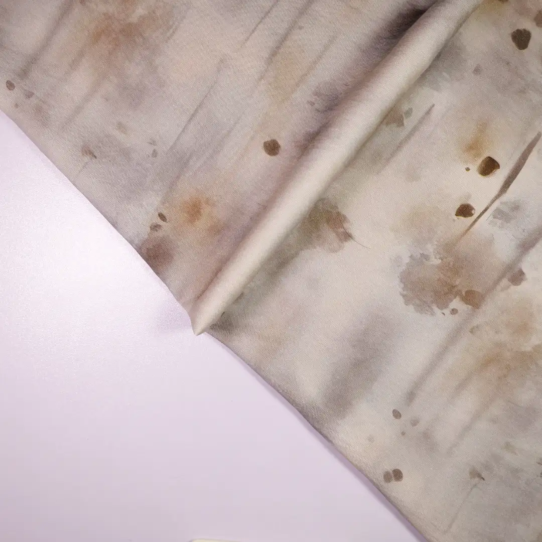 China Fabric for Shirt,Blouse,Crop Top Chiffon Woven Blended Fabric Rayon Nylon Beige color buy from China wholesaler bulk order at wholesale price free worldwide shipping Alibaba