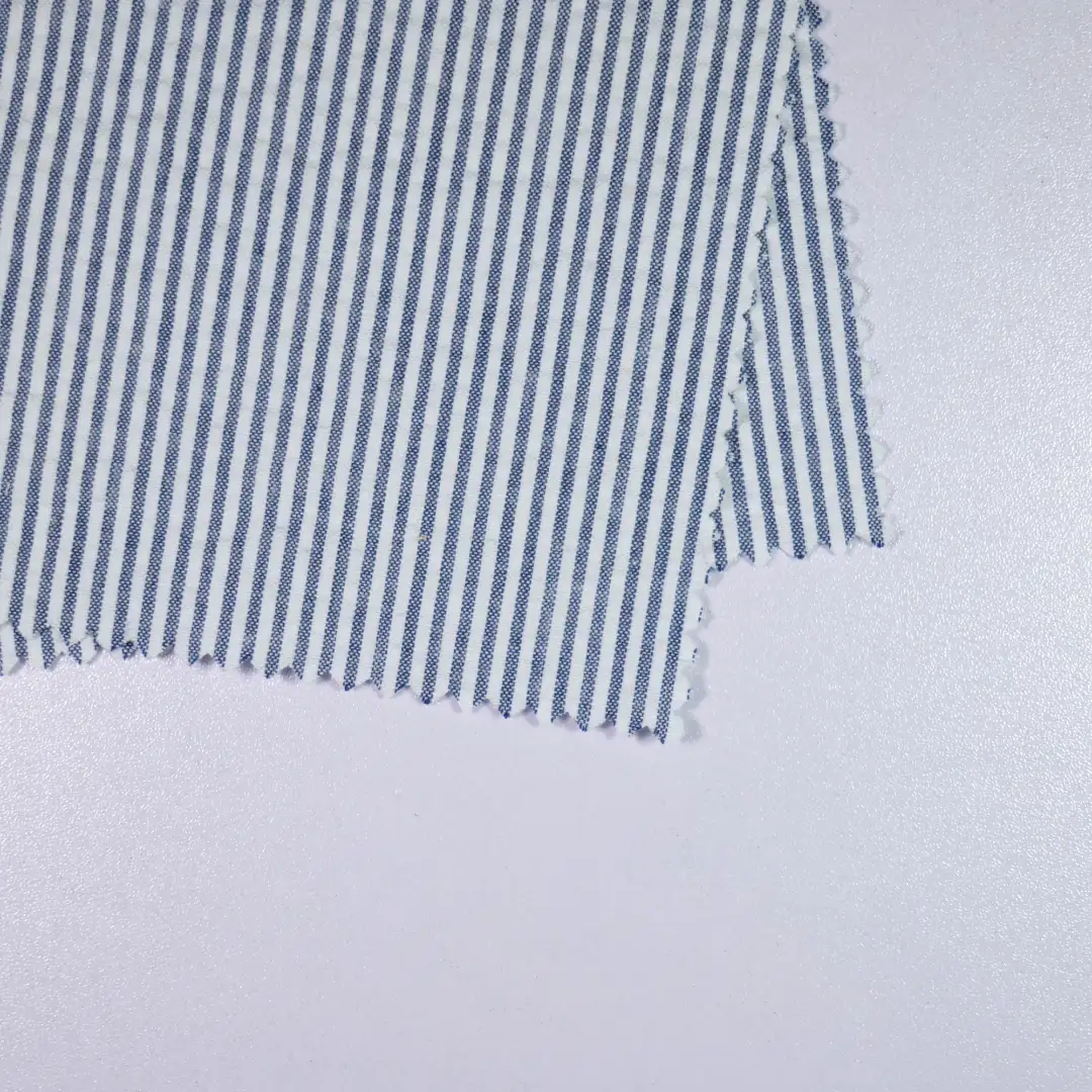 China Fabric for Shirt,Blouse TC Seersucker Woven Blended Fabric Polyester Cotton grey&whity color buy from China wholesaler bulk order at wholesale price free worldwide shipping Alibaba