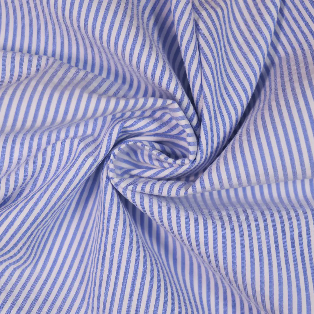 China Fabric for Shirt,Skirt,Ruffle Shirt Dress Yarn Dyed Stripe Natural Woven Fabric Cotton BLUE color buy from China wholesaler bulk order at wholesale price free worldwide shipping Alibaba