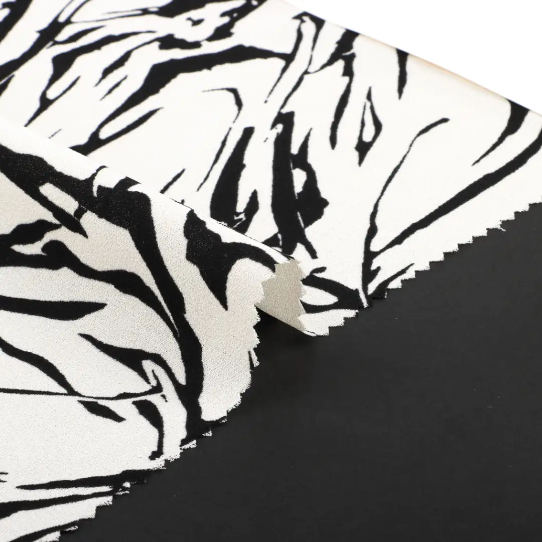 China Fabric for Blouse,Skirt,Women's Pants ,Skirt ,Wide Leg Trousers Polyester Crepe Synthetic Woven Fabric Polyester Black and White color buy from China wholesaler bulk order at wholesale price free worldwide shipping Alibaba