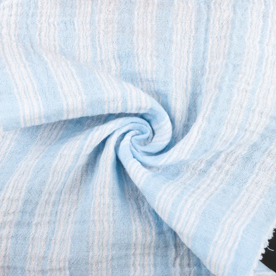 China Fabric for Tank Top,Blouse,Crop Top,Skirt Cotton YD Double Layer Crepe Gauze Natural Woven Fabric Cotton stripe color buy from China wholesaler bulk order at wholesale price free worldwide shipping Alibaba