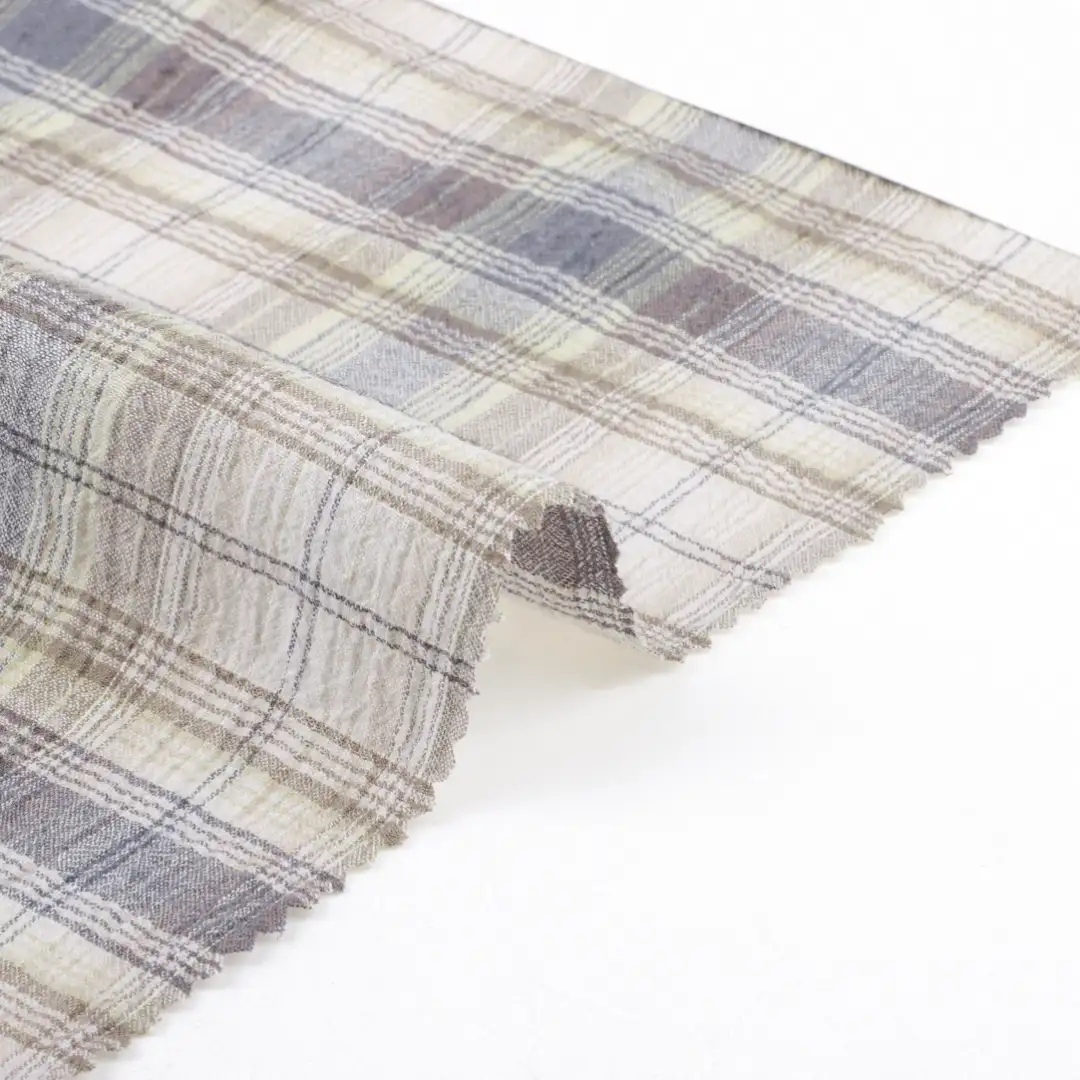 China Fabric for Tank Top,Blouse Cotton YD Crepe Natural Woven Fabric Cotton Elastane check color buy from China wholesaler bulk order at wholesale price free worldwide shipping Alibaba