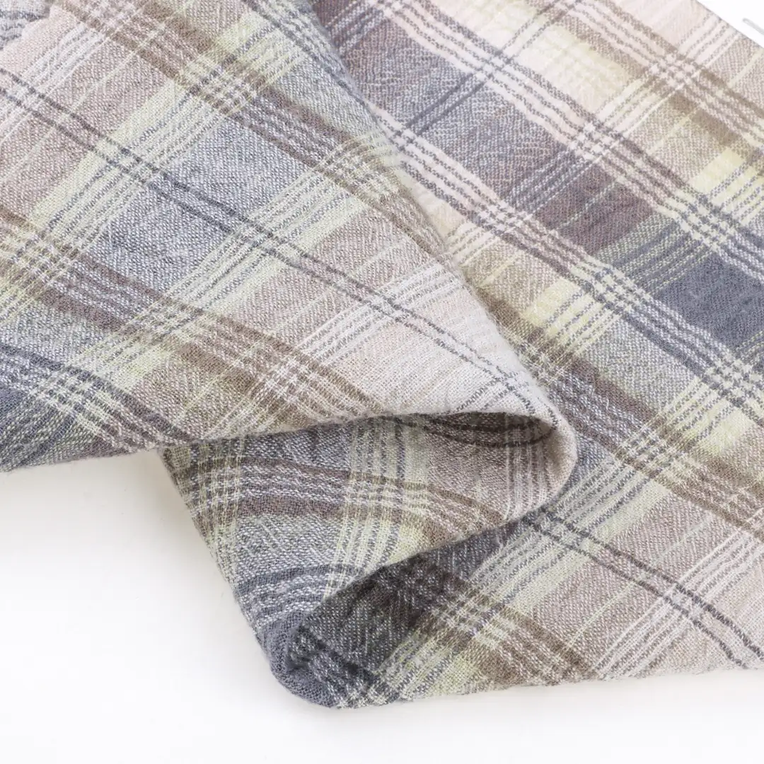 China Fabric for Tank Top,Blouse Cotton YD Crepe Natural Woven Fabric Cotton Elastane check color buy from China wholesaler bulk order at wholesale price free worldwide shipping Alibaba
