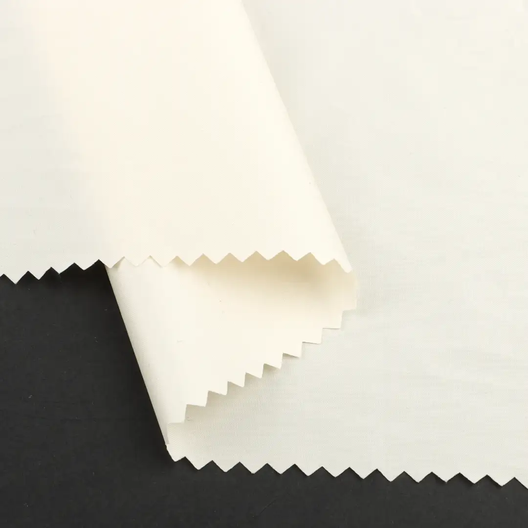 China Fabric for Down Jacket,Padded Jacket,Light Jacket Polyester Pongee Synthetic Woven Fabric Polyester cream color buy from China wholesaler bulk order at wholesale price free worldwide shipping Alibaba