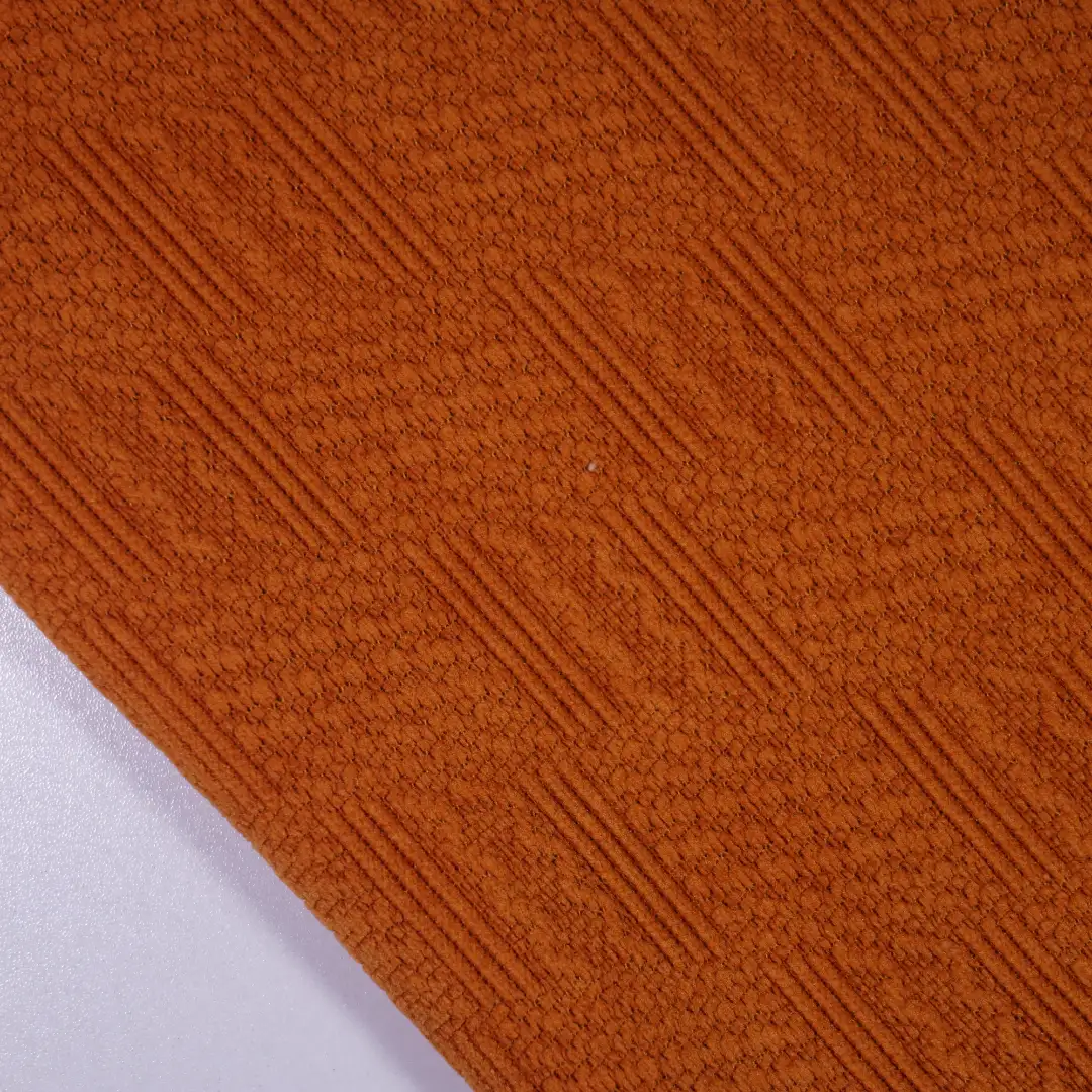 China Fabric for Suit,Knitted Jacket ,Loungewear,Over Shirt Jacquard Knit Fabric Polyester Spandex Orange color buy from China wholesaler bulk order at wholesale price free worldwide shipping Alibaba