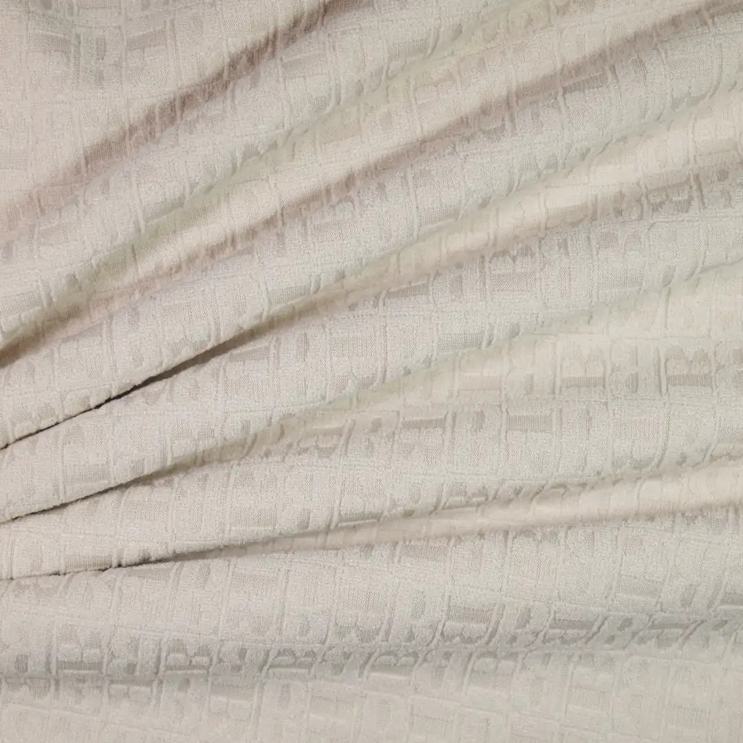 China Fabric for Pants,Full-Zipper Cardigan ,Knitted Jacket  Jacquard Knit Fabric Polyester Spandex White color buy from China wholesaler bulk order at wholesale price free worldwide shipping Alibaba