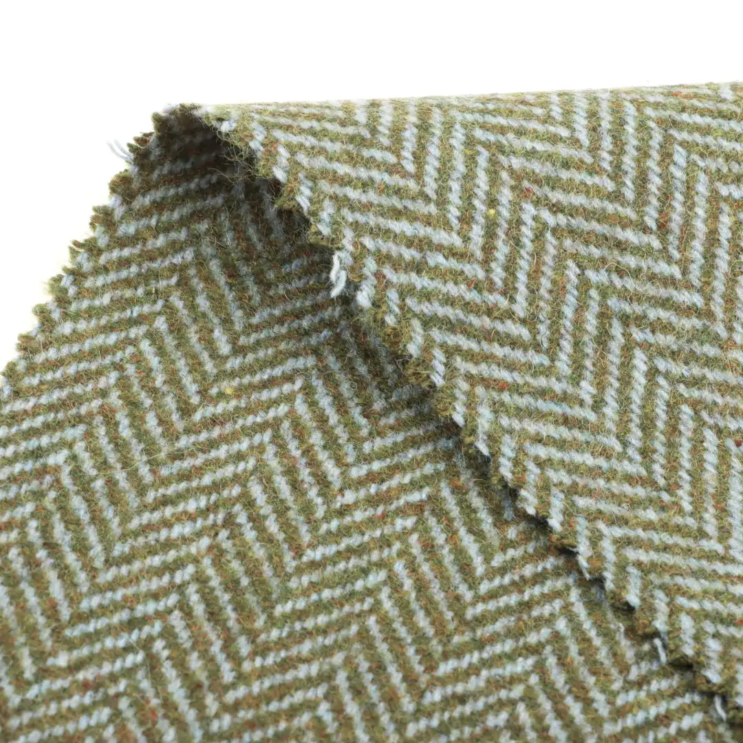 China Fabric for Blazer,Overcoat,Skirt ,Waist coat Woolen Herringbone Woolen Wool Other green color buy from China wholesaler bulk order at wholesale price free worldwide shipping Alibaba