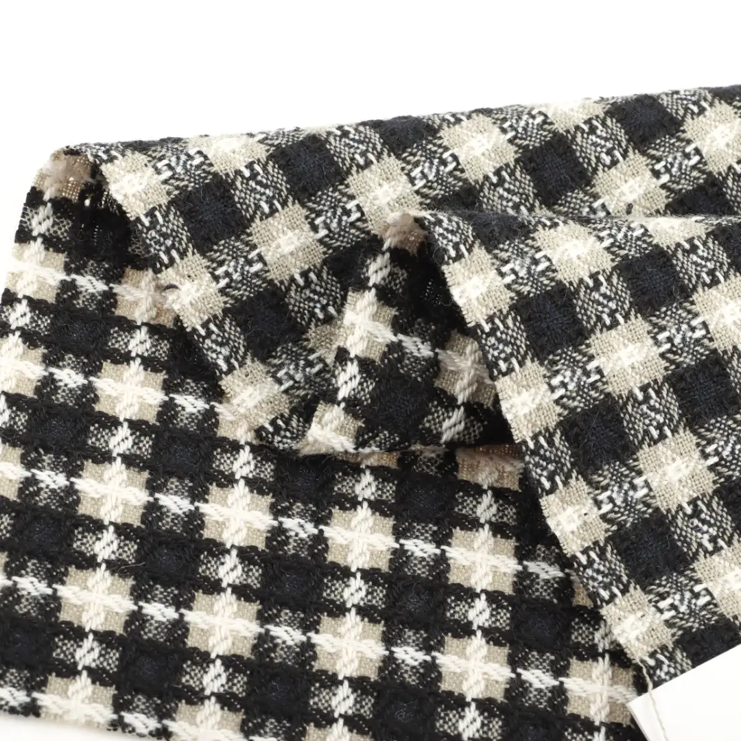 China Fabric for Overcoat,Suit,Skirt  Chanel-Style Fabric Woolen Polyester Cotton check color buy from China wholesaler bulk order at wholesale price free worldwide shipping Alibaba