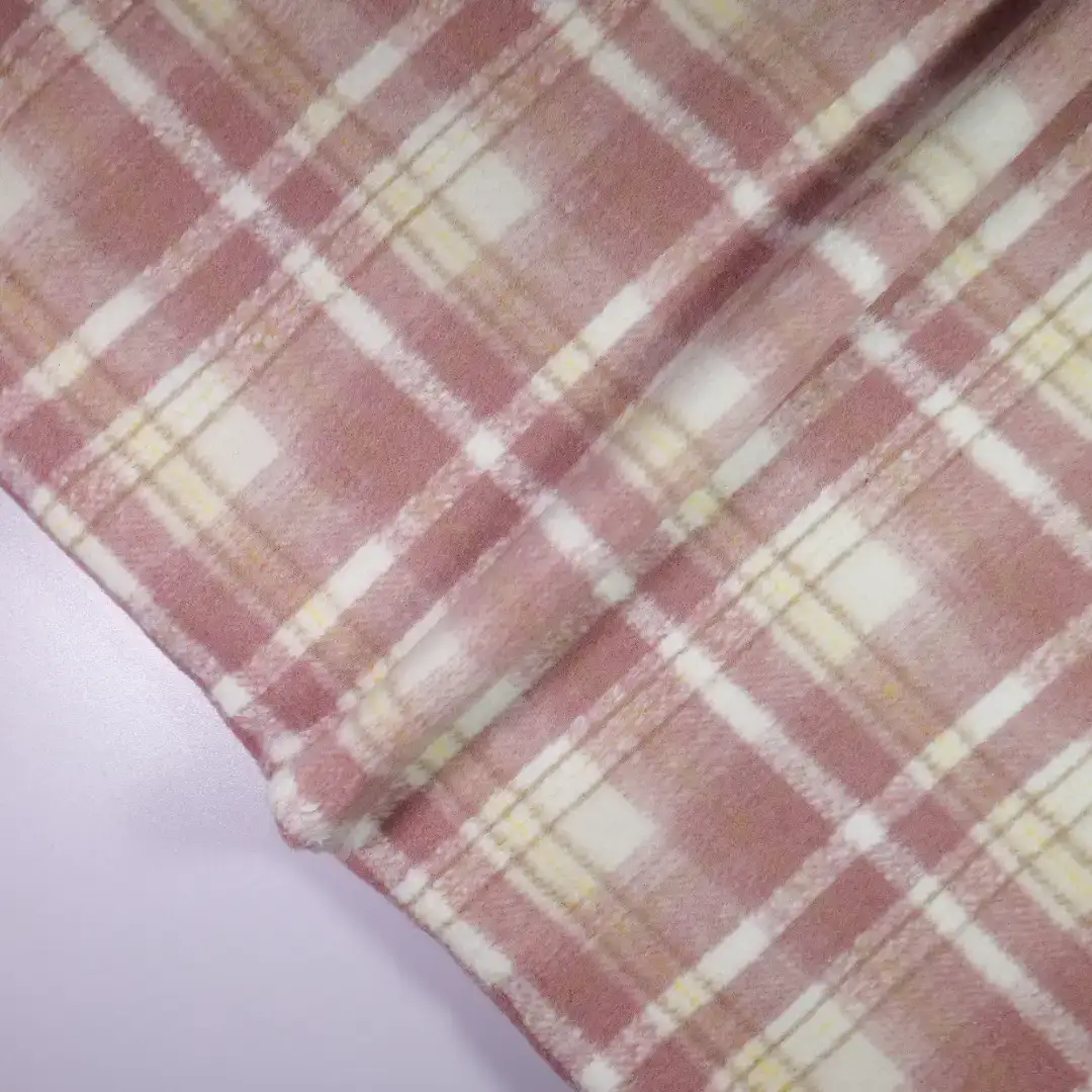 China Fabric for Jackets,Blazer,Skirt,Overcoat,Suit Yarn Dyed Check Woven Blended Fabric Polyester Wool Pink color buy from China wholesaler bulk order at wholesale price free worldwide shipping Alibaba