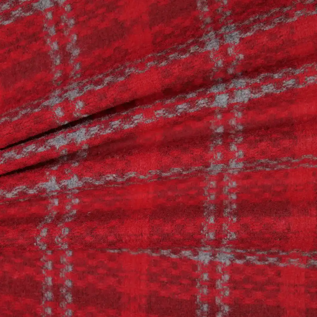 China Fabric for Blazer,Overcoat,Suit Yarn Dyed Check Woven Blended Fabric Wool Polyester Acrylic Red color buy from China wholesaler bulk order at wholesale price free worldwide shipping Alibaba
