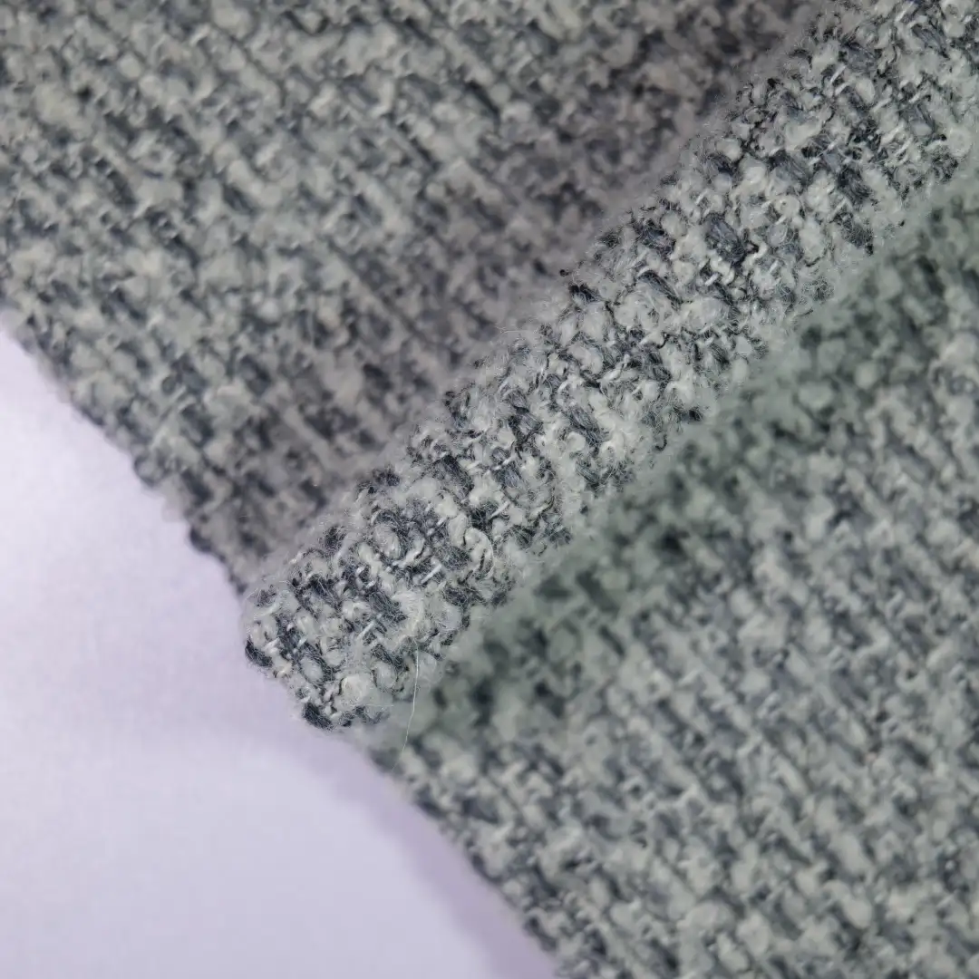 China Fabric for Overcoat,Double-Breasted Coat,Kids Collared Split Vest,Baby Hooded Zip-Up Vest Chanel-Style Fabric Woolen Wool Polyester grey color buy from China wholesaler bulk order at wholesale price free worldwide shipping Alibaba