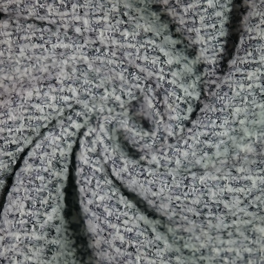 China Fabric for Overcoat,Double-Breasted Coat,Kids Collared Split Vest,Baby Hooded Zip-Up Vest Chanel-Style Fabric Woolen Wool Polyester grey color buy from China wholesaler bulk order at wholesale price free worldwide shipping Alibaba