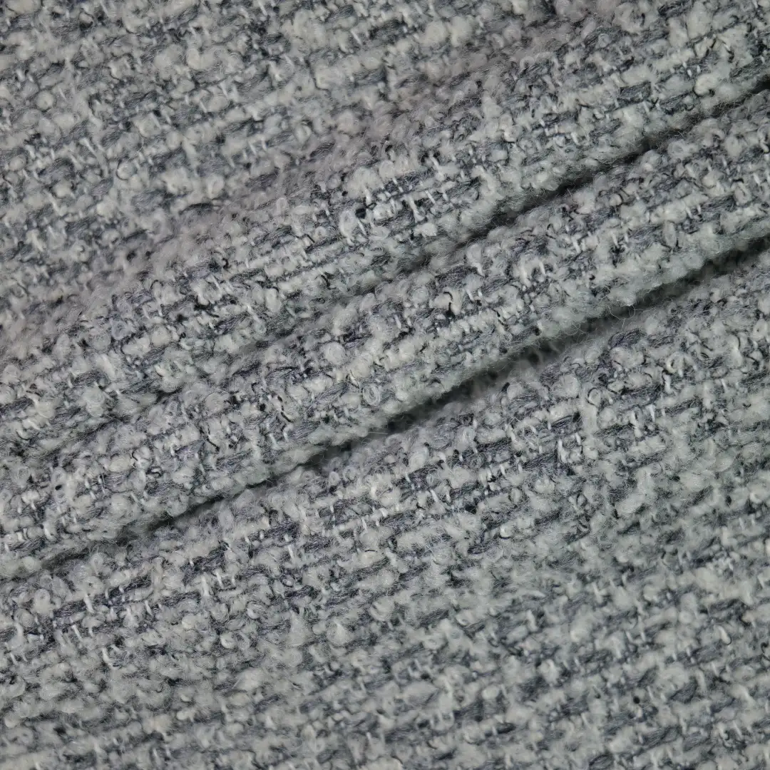 China Fabric for Overcoat,Double-Breasted Coat,Kids Collared Split Vest,Baby Hooded Zip-Up Vest Chanel-Style Fabric Woolen Wool Polyester grey color buy from China wholesaler bulk order at wholesale price free worldwide shipping Alibaba