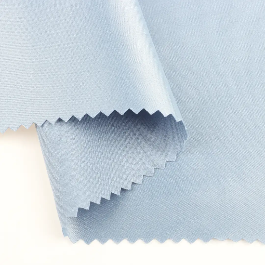 China Fabric for Skirt,Skirt ,Tracksuits Satin Woven Blended Fabric Polyester Spandex blue color buy from China wholesaler bulk order at wholesale price free worldwide shipping Alibaba