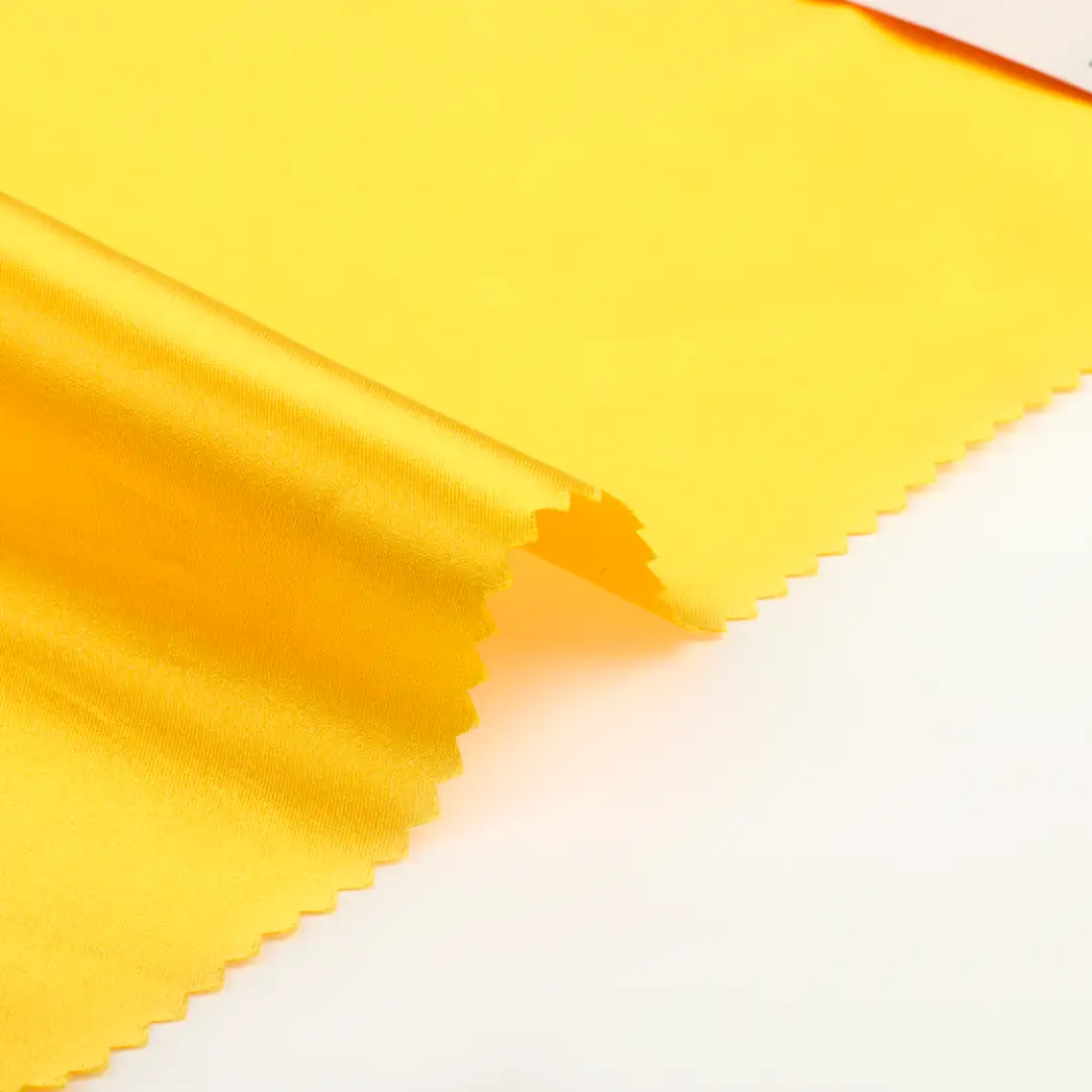 China Fabric for Skirt,Pajamas,Skirt ,Tracksuits Satin Woven Blended Fabric Polyester Spandex yellow color buy from China wholesaler bulk order at wholesale price free worldwide shipping Alibaba