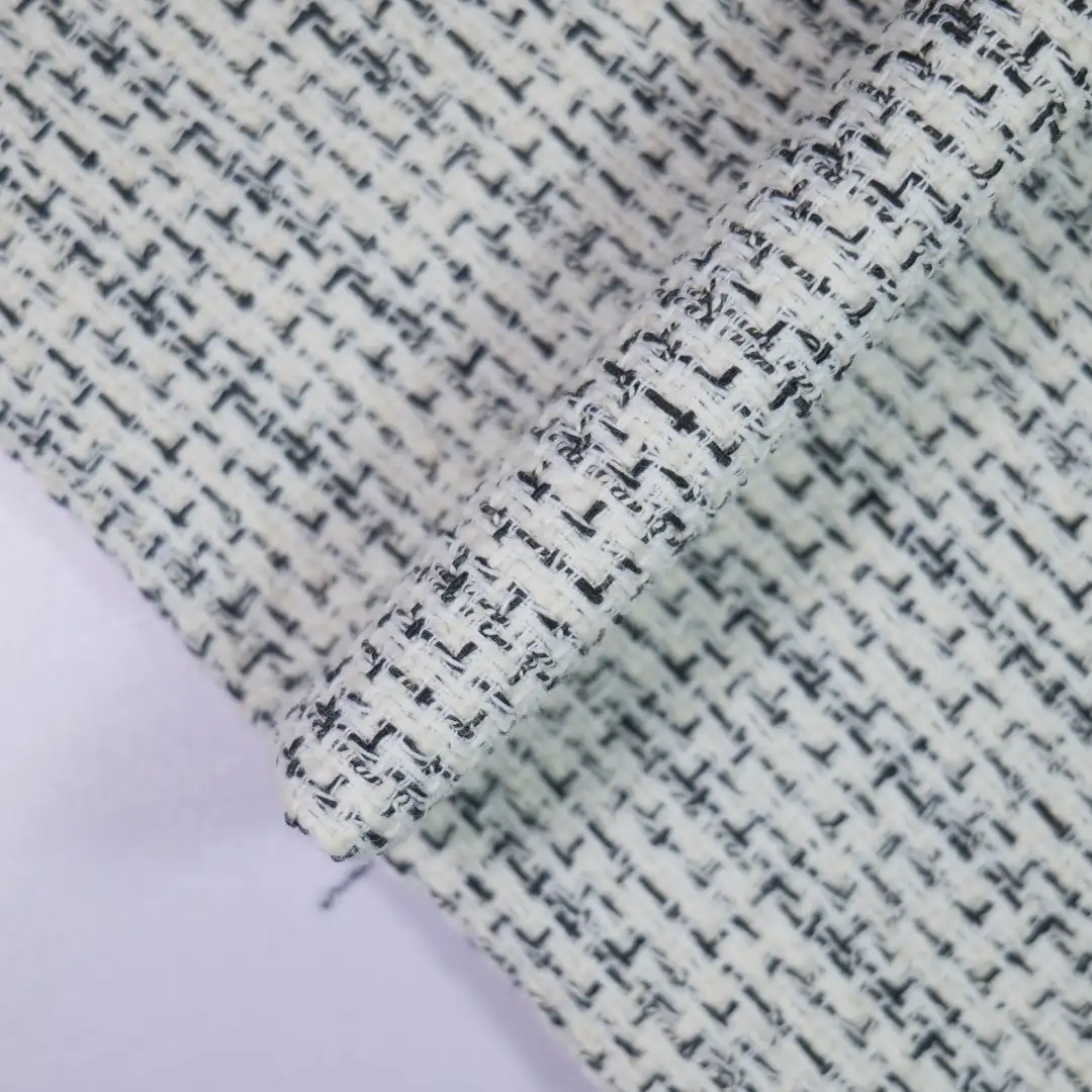 China Fabric for Blazer,Overcoat,Open Waistcoat Chanel-Style Fabric Woolen Polyester Cotton black white color buy from China wholesaler bulk order at wholesale price free worldwide shipping Alibaba