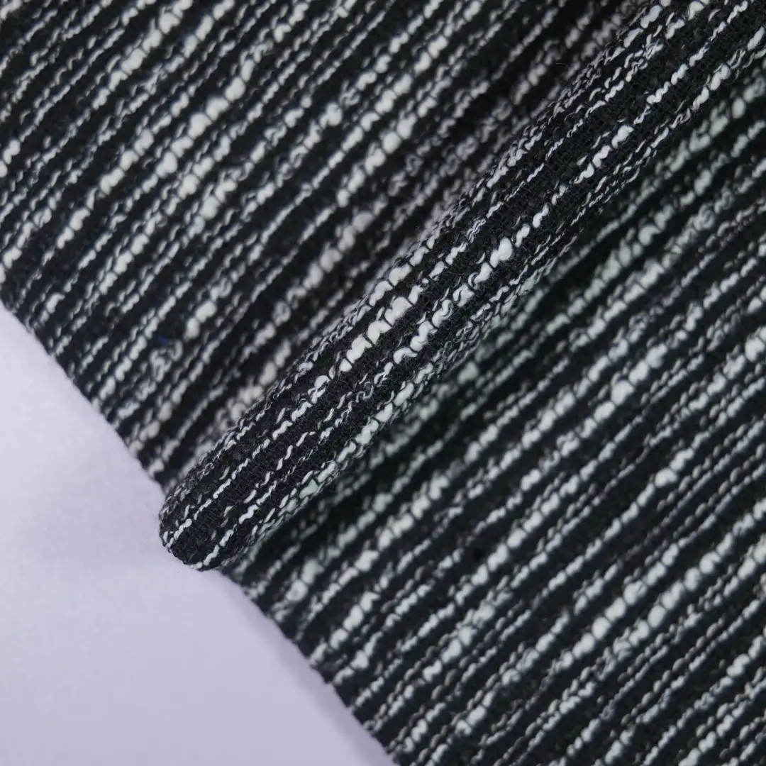 China Fabric for Blazer,Overcoat,Open Waistcoat Chanel-Style Fabric Woolen Polyester black white color buy from China wholesaler bulk order at wholesale price free worldwide shipping Alibaba