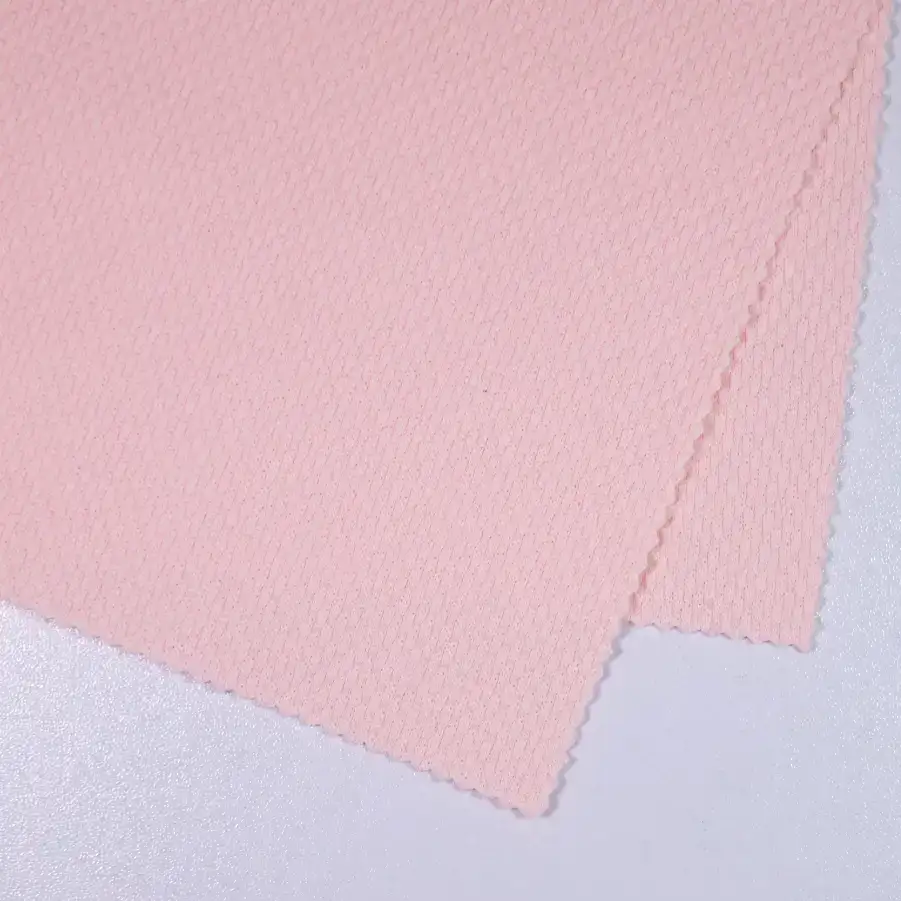 China Fabric for Polo Shirt,Open Cardigan  Jacquard Knit Fabric Polyester Cherry pink color buy from China wholesaler bulk order at wholesale price free worldwide shipping Alibaba