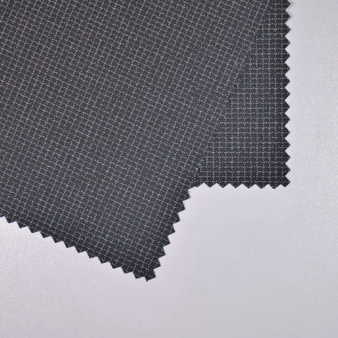 China Fabric for Jackets Polyester Jacquard Synthetic Woven Fabric Polyester Spandex black color buy from China wholesaler bulk order at wholesale price free worldwide shipping Alibaba
