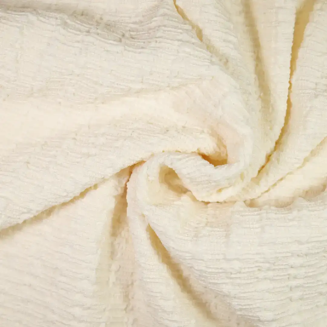 China Fabric for Skirt ,Puff Sleeve Ruched Dress,Collar Sleeveless Wrap Midi Dress Crepe Knit Fabric Polyester Spandex Beige color buy from China wholesaler bulk order at wholesale price free worldwide shipping Alibaba