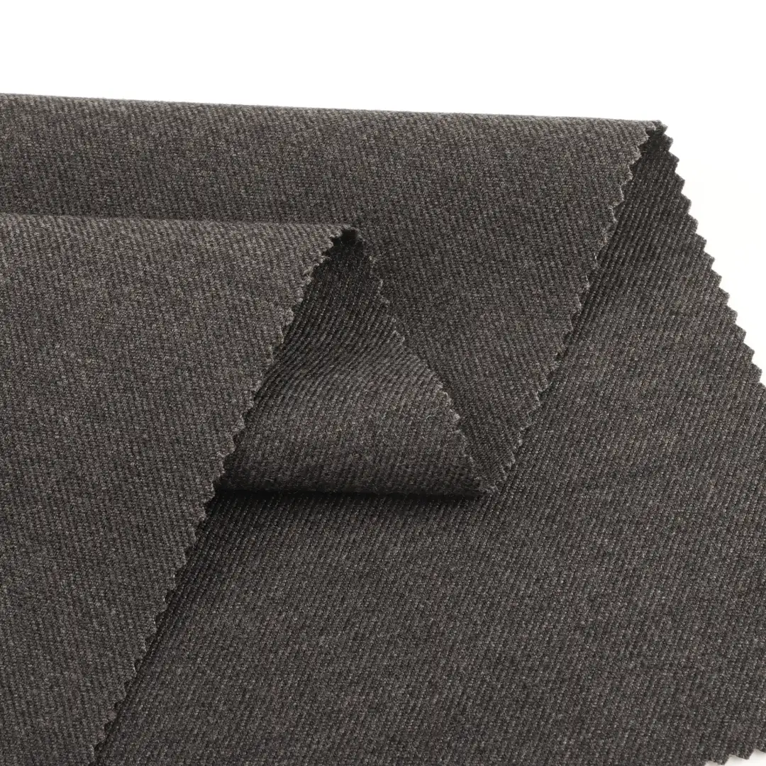 China Fabric for Pants,Suit Trouser,Blazer,Trench Coat,Skirt (Sweater),Waist coat Twill Woven Blended Fabric Polyester Rayon Wool Spandex Brown color buy from China wholesaler bulk order at wholesale price free worldwide shipping Alibaba